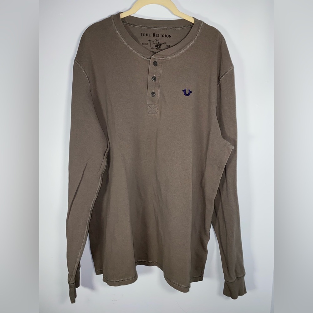 True Religion Cotton Henley Thermal Shirt